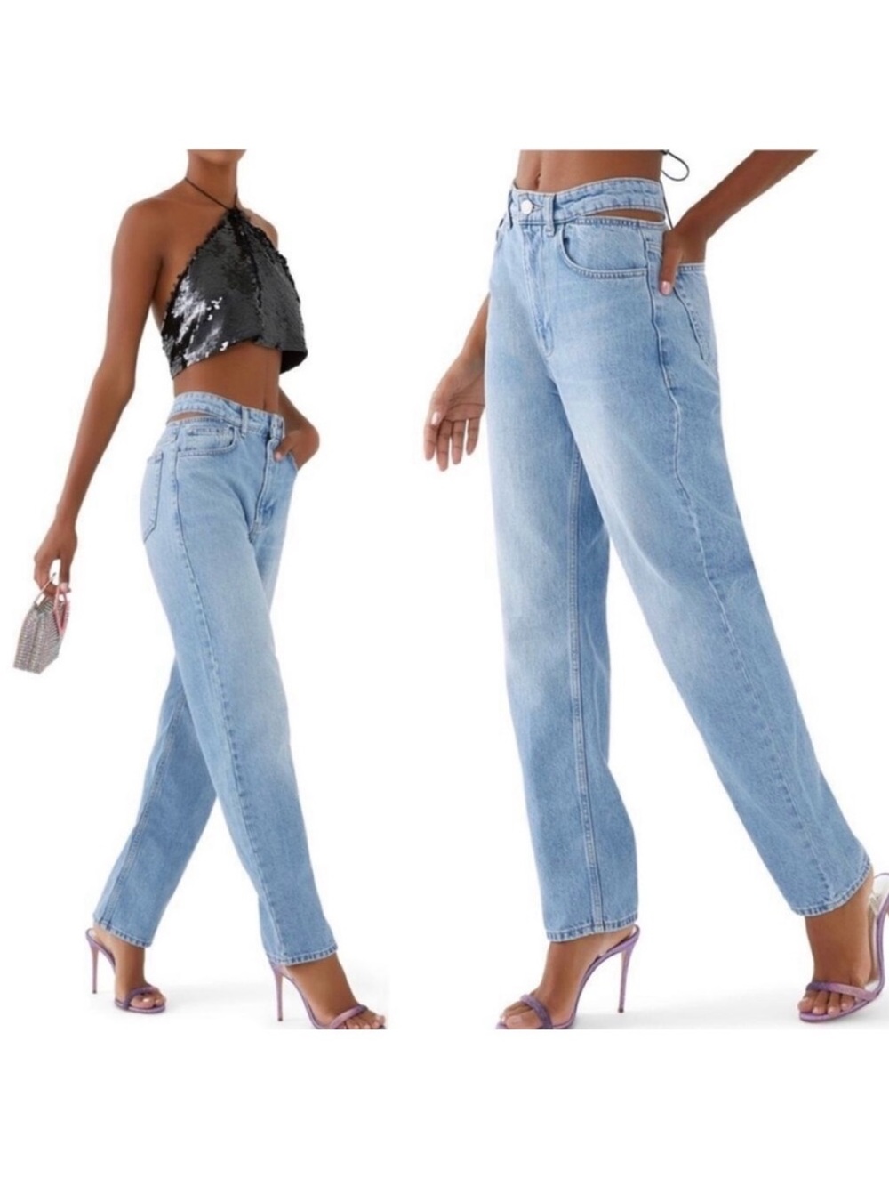 Frame Le High 'N' Tight Straight Leg Cut Out Jeans Sz 27 Denim Jeans